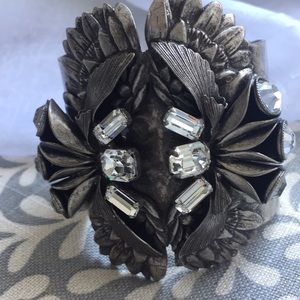 Piazza Sempione Silver Tone and Rhinestone Cuff Excellent Condition